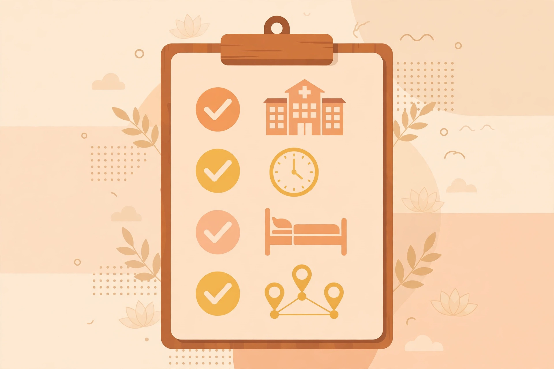 A checklist of health policy features including waiting period, room rent limit, co-pay and network hospitals
