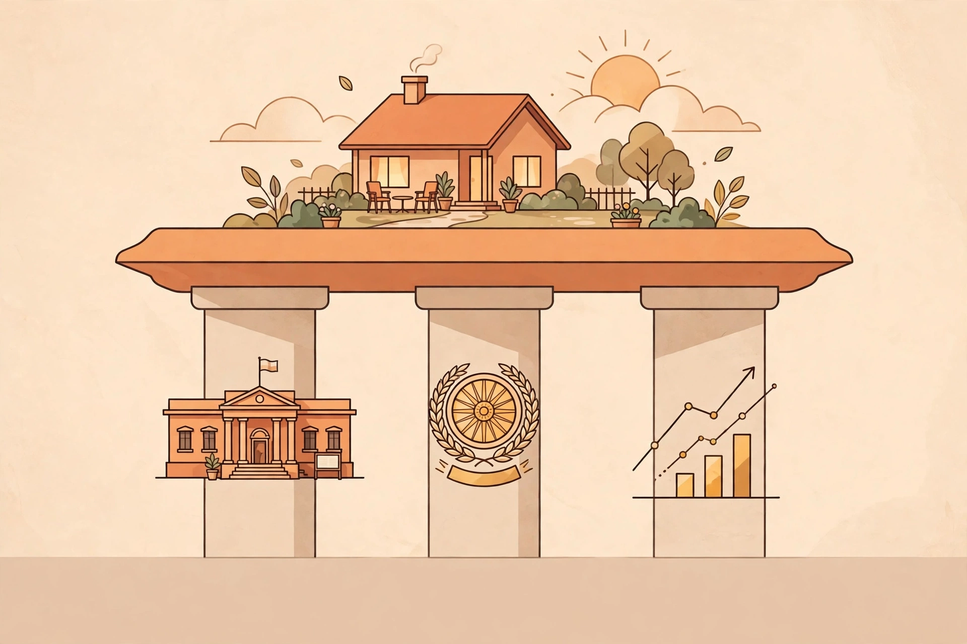 A diagram-style illustration of EPF, NPS and mutual funds as three pillars of retirement planning